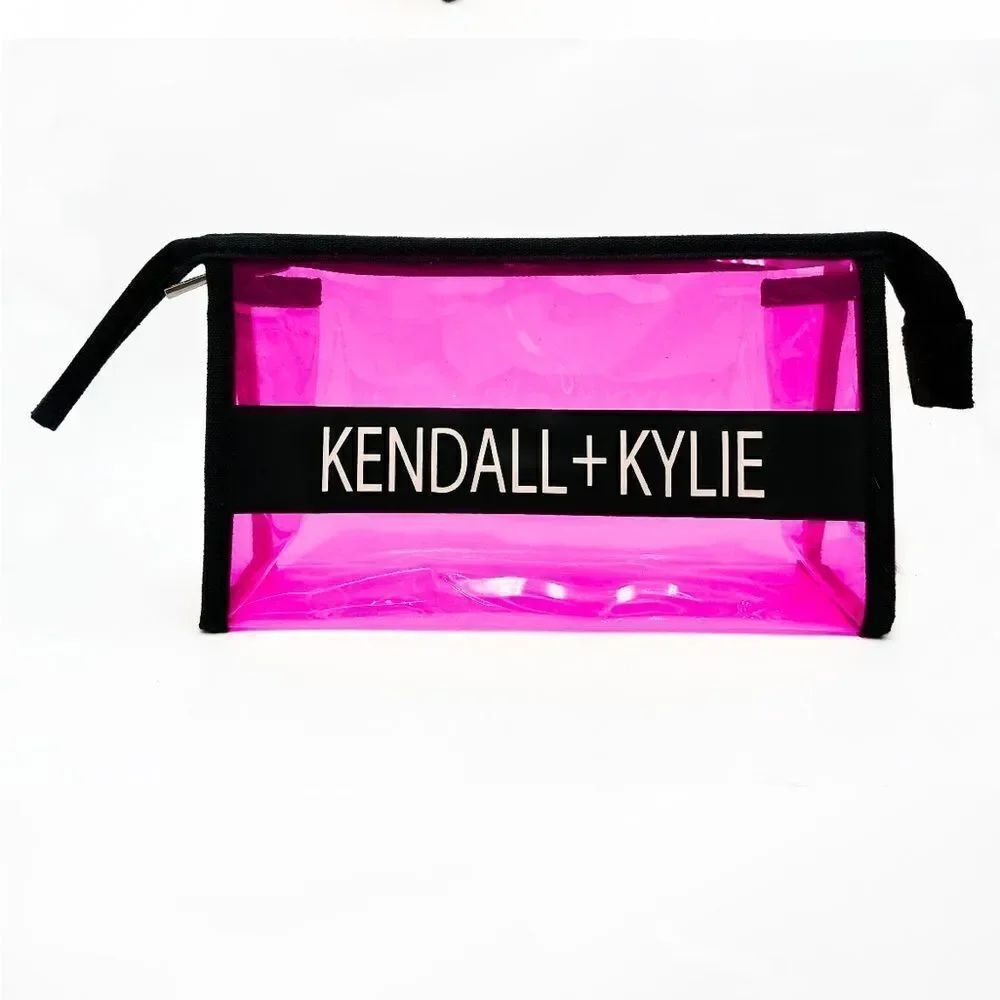 KENDALL & KYLIE CLEAR PINK COSMETIC MAKEUP POUCH